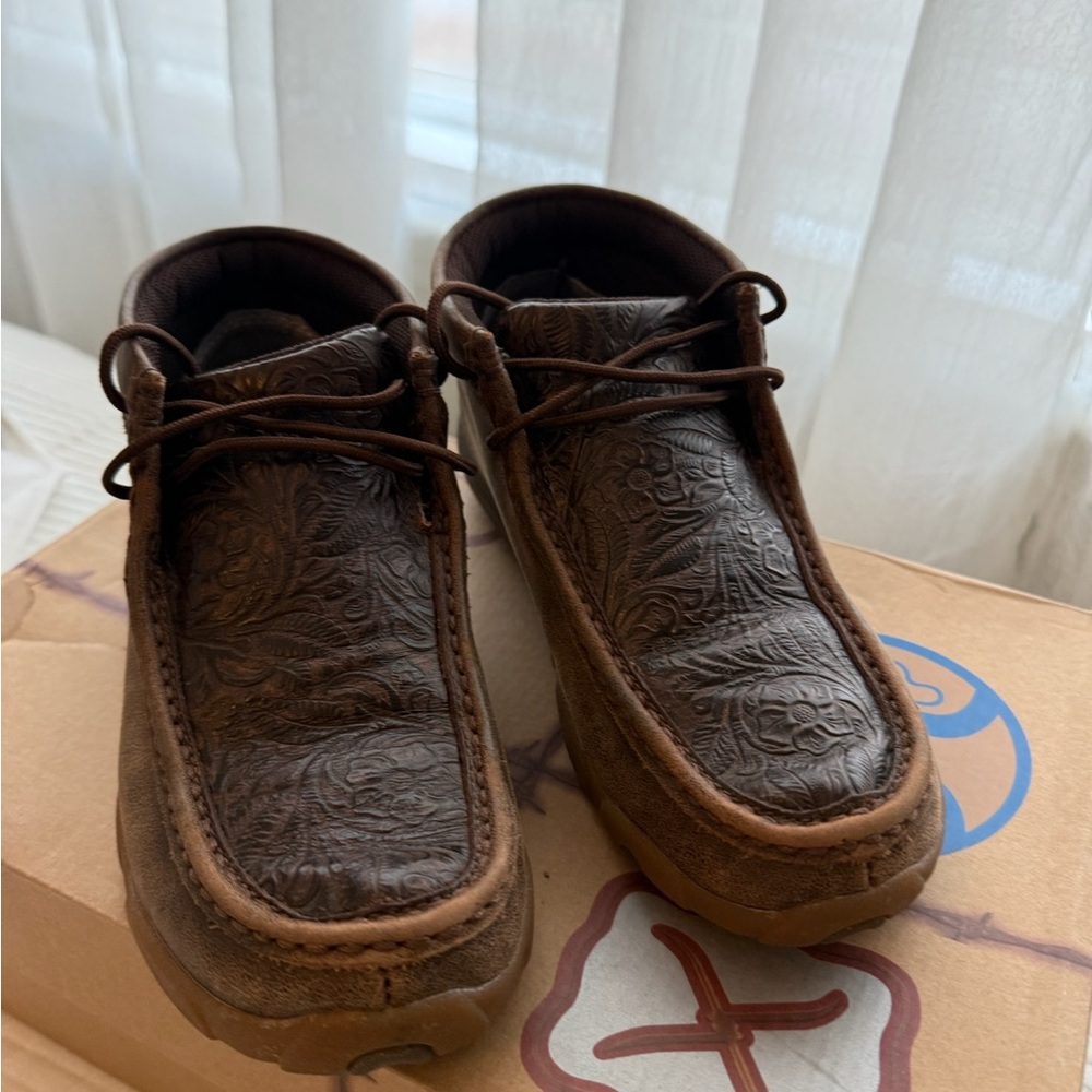 Brown Embossed Leather Shoes